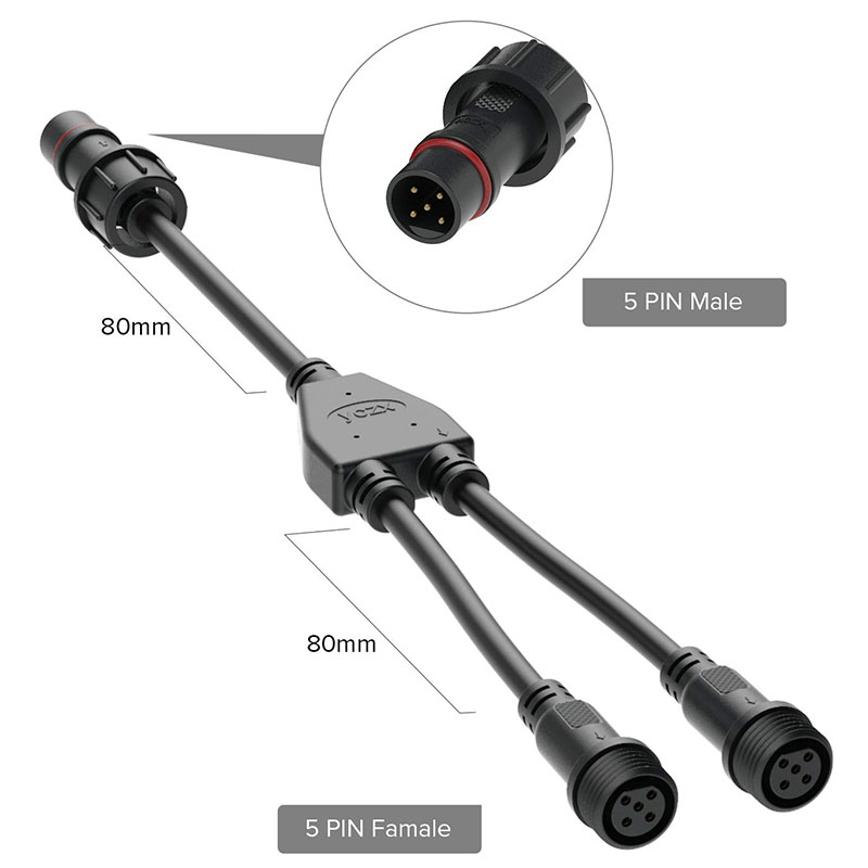 Large 2/3/4/5 Pin 1-to-2 IP68 Waterproof Wire Cable Splitter Connector Large 2/3/4/5 Pin 1-to-2 IP68 Waterproof Wire Cable Splitter Connector